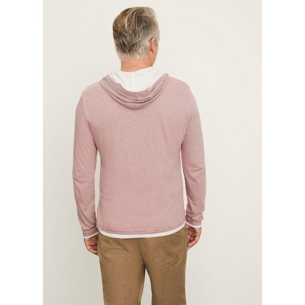 VINCE Men’s Double-Layer Striped Pullover Hoodie Size Large